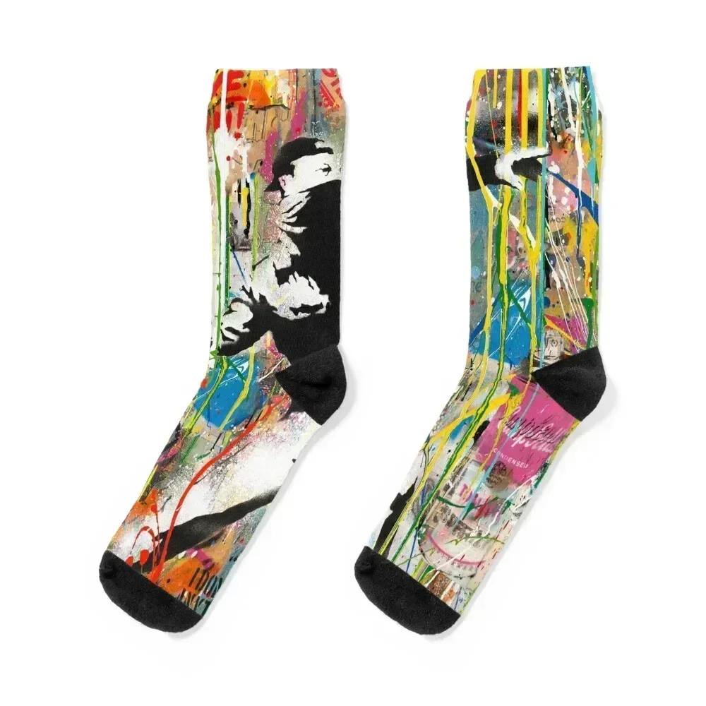 

Flower Thrower Pop Street Art Colorful Socks luxe Stockings compression japanese fashion anti slip football Men's Socks Women's