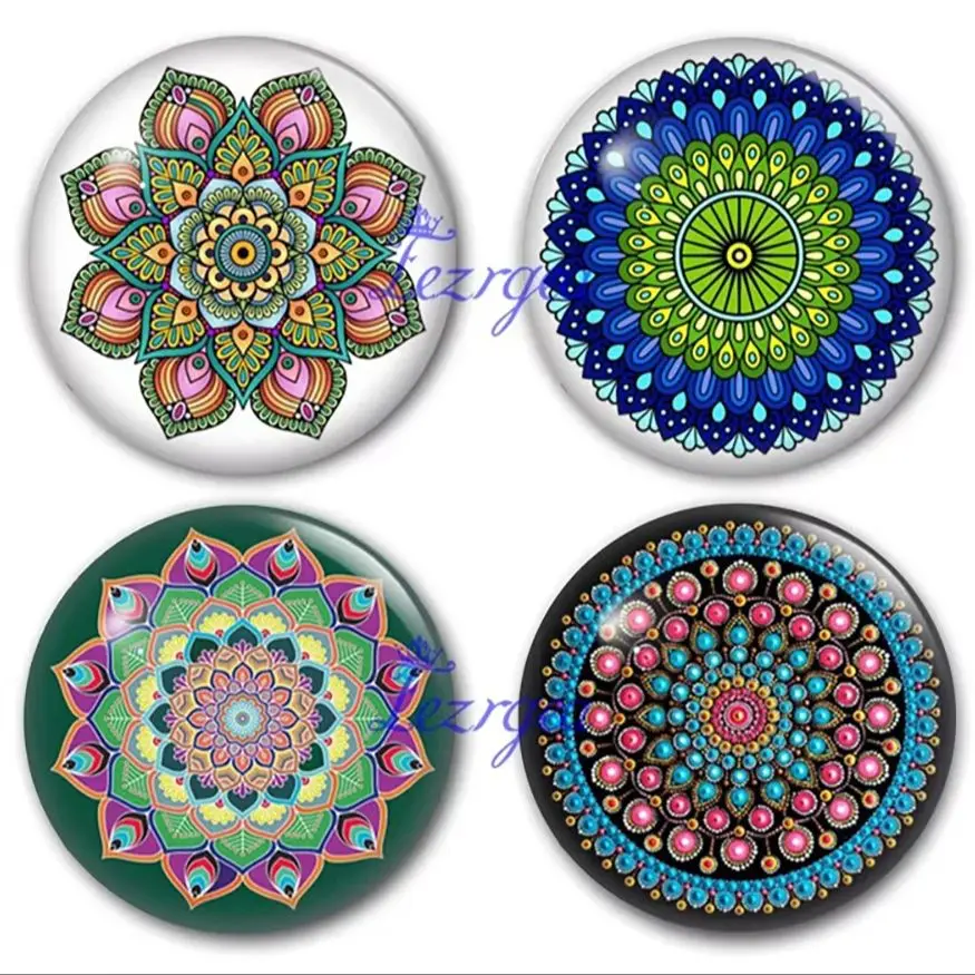 

Mandala Buddhism Hinduism Religion Round Photo Glass Cabochon Demo Flat Back Making Findings