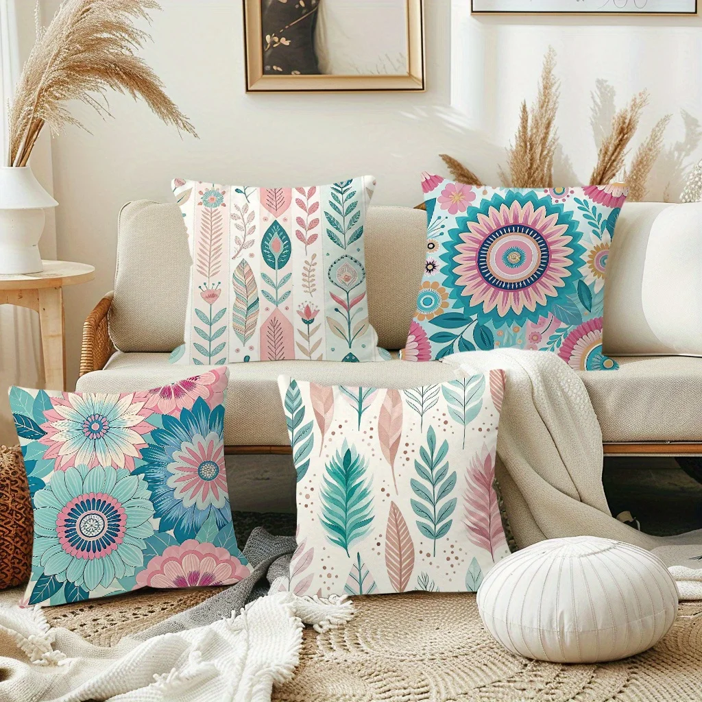 

VIKAMA 4 шт. богемный чехол для подушки в этническом стиле с мандалой, удобный декоративный чехол для подушки, украшение для дома