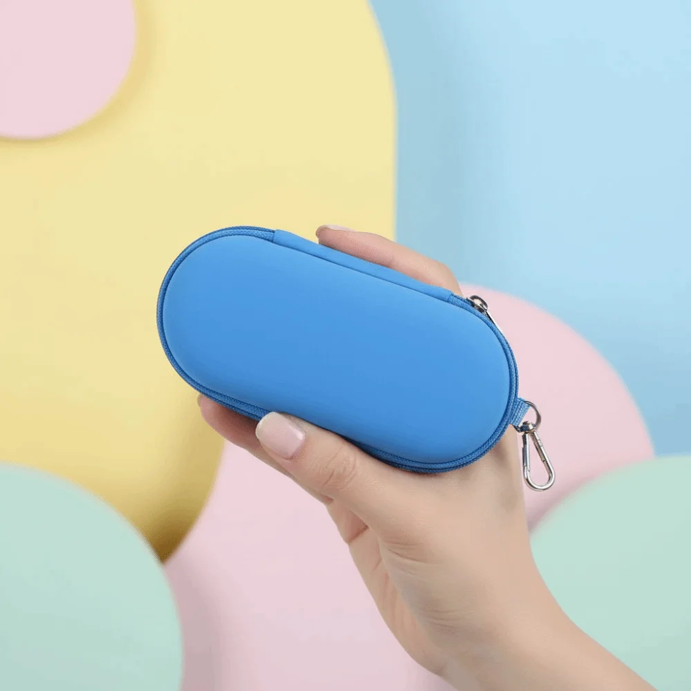 Waterproof PU Dual Slot Glasses Pouch Oval Shape Anti Crush Sunglasses Case Candy Colors Soft Lining Eyewear Organizer