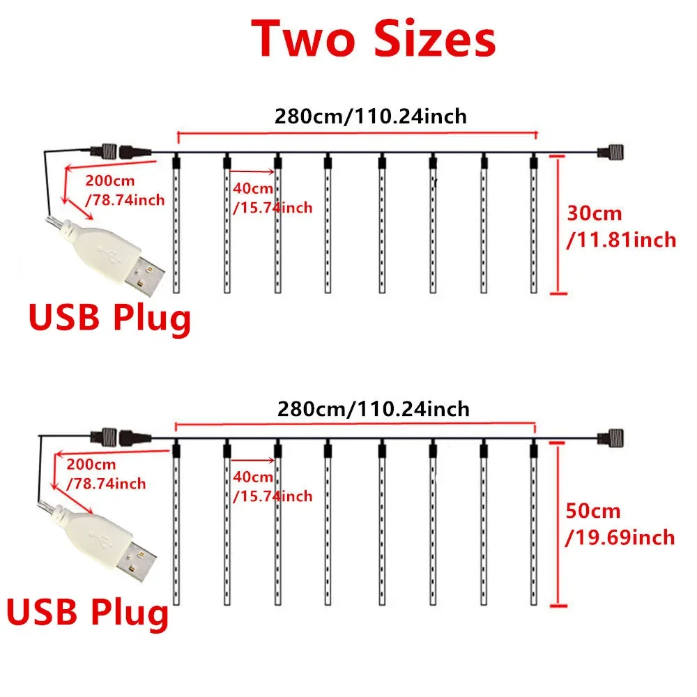 USB بالطاقة 8 أنابيب LED النيزك دش أضواء جارلاند زينة عيد الميلاد حديقة الزفاف حفلة عيد ميلاد ديكور السنة الجديدة