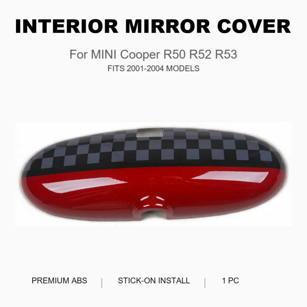 Interior Rearview Mirror Cover for MINI Cooper R50 R52 R53 2001-2004 PC Material Stick-on Cap Trim 9 Official Patterns