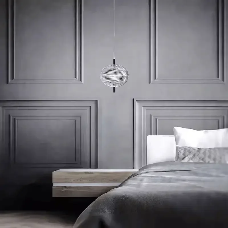 Nordic Modern Lighting Fixtures Bedroom Dining Table Hall Combination Chandelier Cotton Ball Clear Striped Glass Pendant Lamp