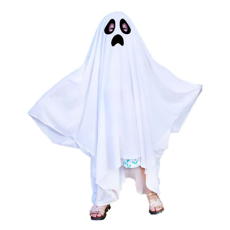 Traje de Cosplay terrorífico para Halloween, disfraz de capa fantasma blanca, vestido espeluznante para niños