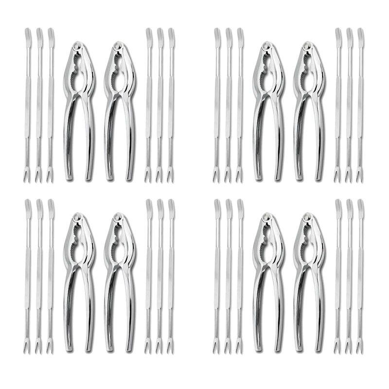 32 Piece Seafood Tool Kit, Stainless Steel Crab Leg Cracker And Forks Nut Cracker Set Shellfish Sheller