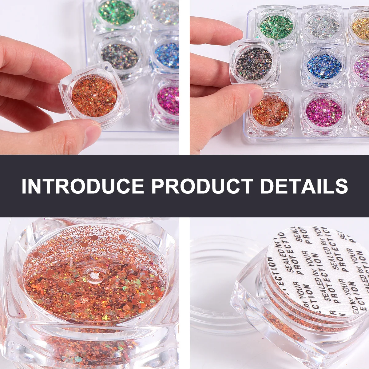 12Pcs 육각형 모양 네일 아트 용품 스팽글 스티커 DIY 장식 아름다운 디자인 여자 여자를위한 완벽한 선물