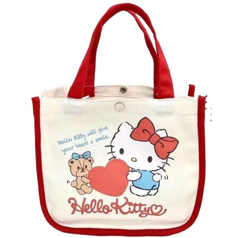 

Sanrio Hello Kitty Handbag for Women Girl Kawaii Canvas Bag Portable Tote Cartoon Melody Printing for Daily Use