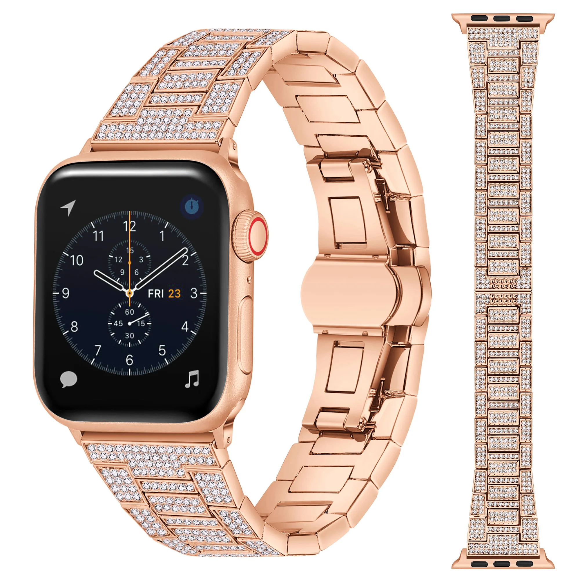 Montre de luxe en diamant complet pour Apple Watch, 44mm, 49mm, 46 45 42 40 41 38mm, bracelet en métal pour iWatch Series S10 987654