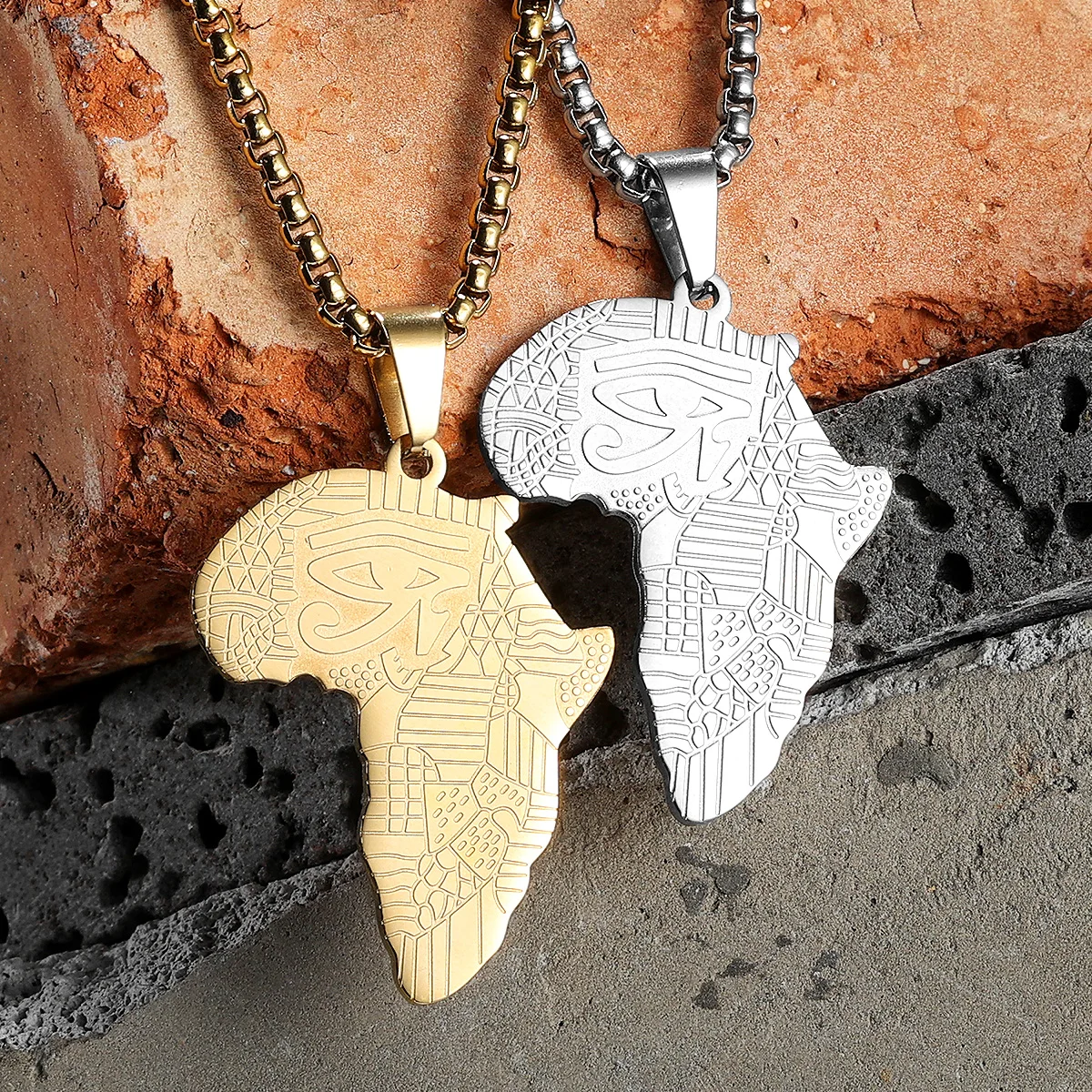 

Simple African Map Men Necklaces With Pendant Stainless Steel Jewelry For Male Women Punk Hip Hop Accessories Gifts Wholesale