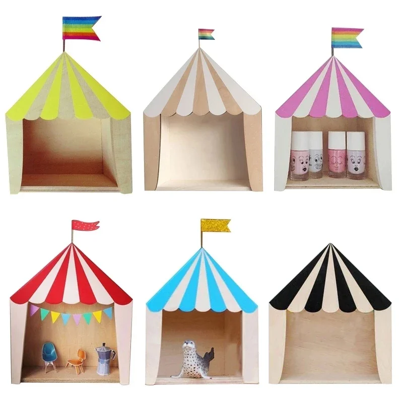 Wood House Shape Storage Shelves Nordic Style Wall Shelf Home Decoration Ornaments Children Room Decor Floating Shelves for Wall