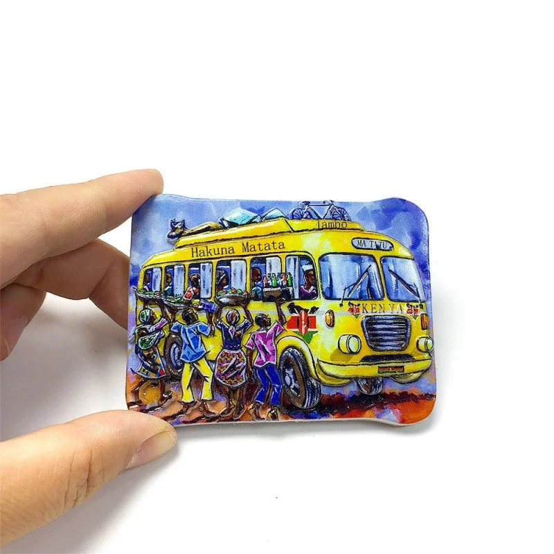 

Kenya Africa Transportation Pattern 3D Refrigerator Magnet Home Decorative Kitchen Tool Collectible Souvenir