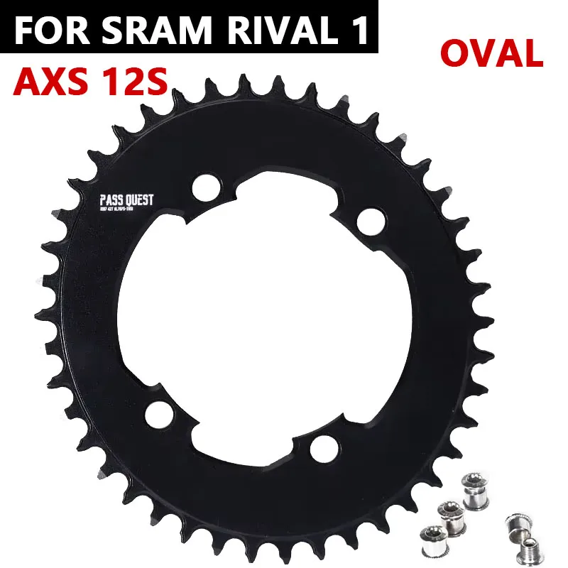 PASS QUEST 107 BCD oval Chainring for Sram Rival 1 Road Bike 107BCD Chainwheel AXS 1x11 11 12 speed 4 bolts crown 40t 42t 42