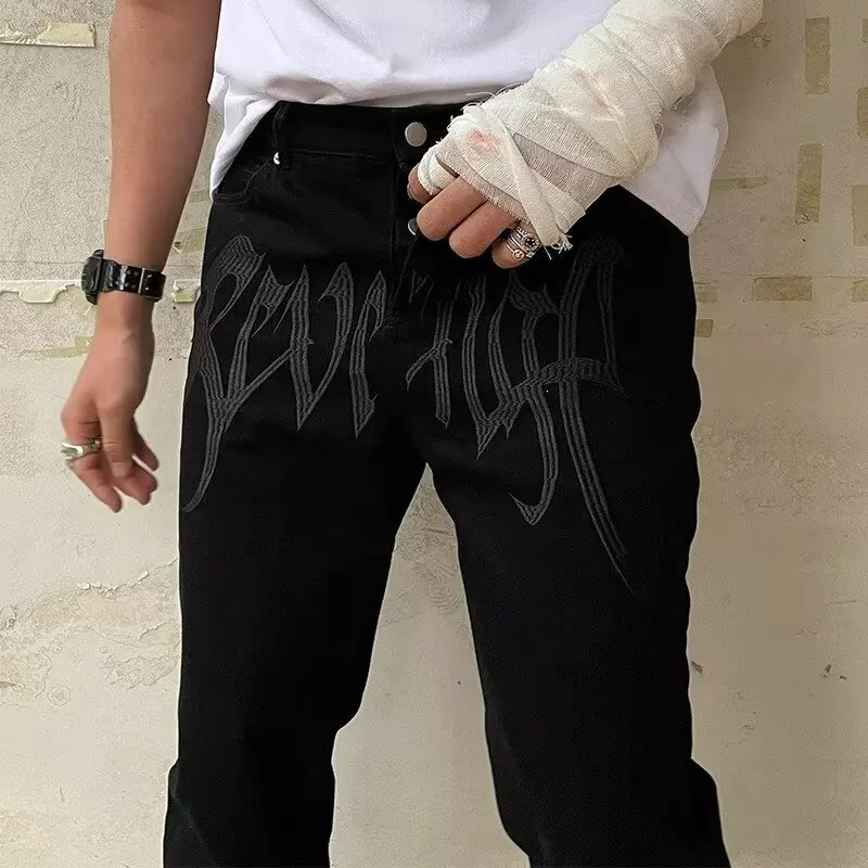 

Loose Pants For Men Baggy Printed Jeans Hip Hop Youth Boy Man Streetwear Skateboard Y2K Trousers Students