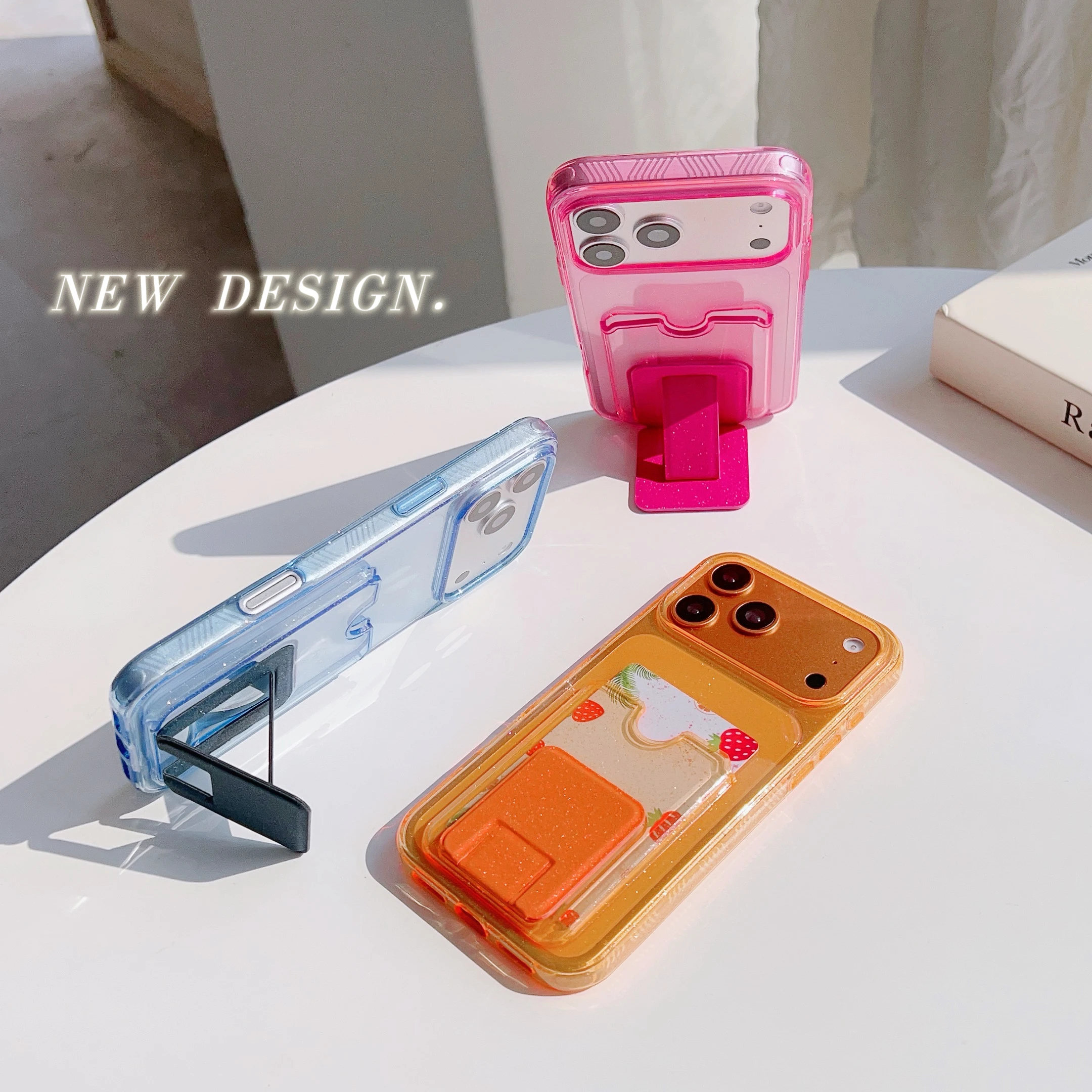 Glitter Bling ATM ID Card Holder Slot Phone Case For iPhone 17 16 15 14 13 Pro Max Plus Air Photo Pocket Clear Wallet Cover view 2
