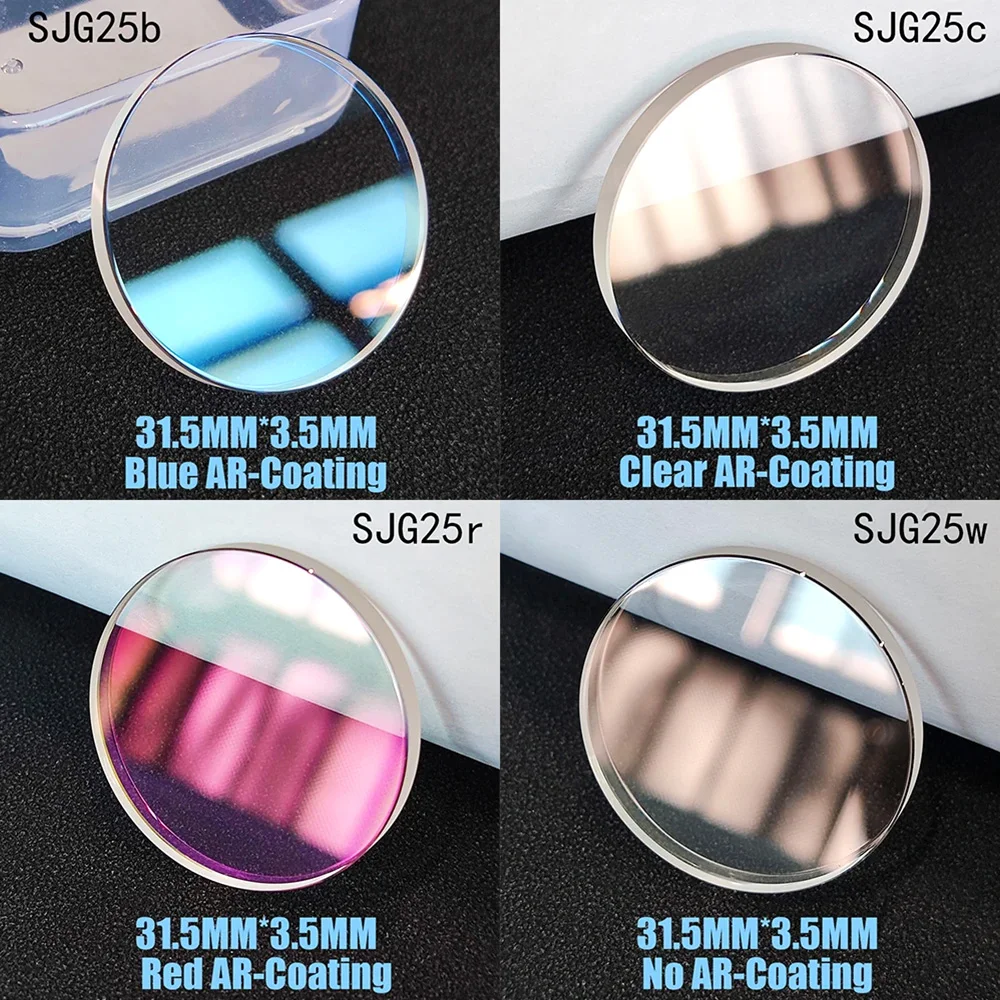 

31,5 мм * 3,5 мм плоское маленькое сапфировое стекло с фаской, стекло для часов, синее/красное/прозрачное/без AR-покрытия, подходит для замены деталей SKX007 SRPD