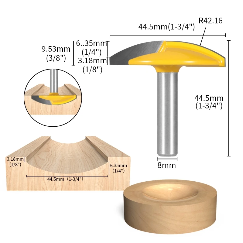 YUSUN Classical Plunge Router Bit Horizontal Crown Carbide Cutters Woodworking Tools Milling Cutter For Wood  Face Mill