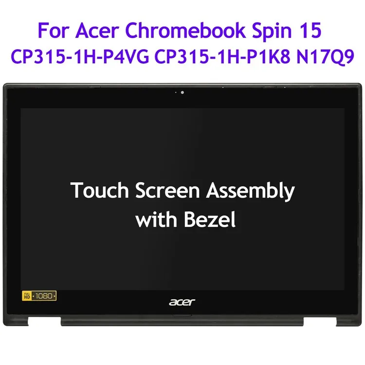 Portátil lcd assembléia digitador da tela de toque com moldura para acer chromebook spin 15 CP315-1H-P4VG CP315-1H-P1K8 n17q9 b156hab02.0