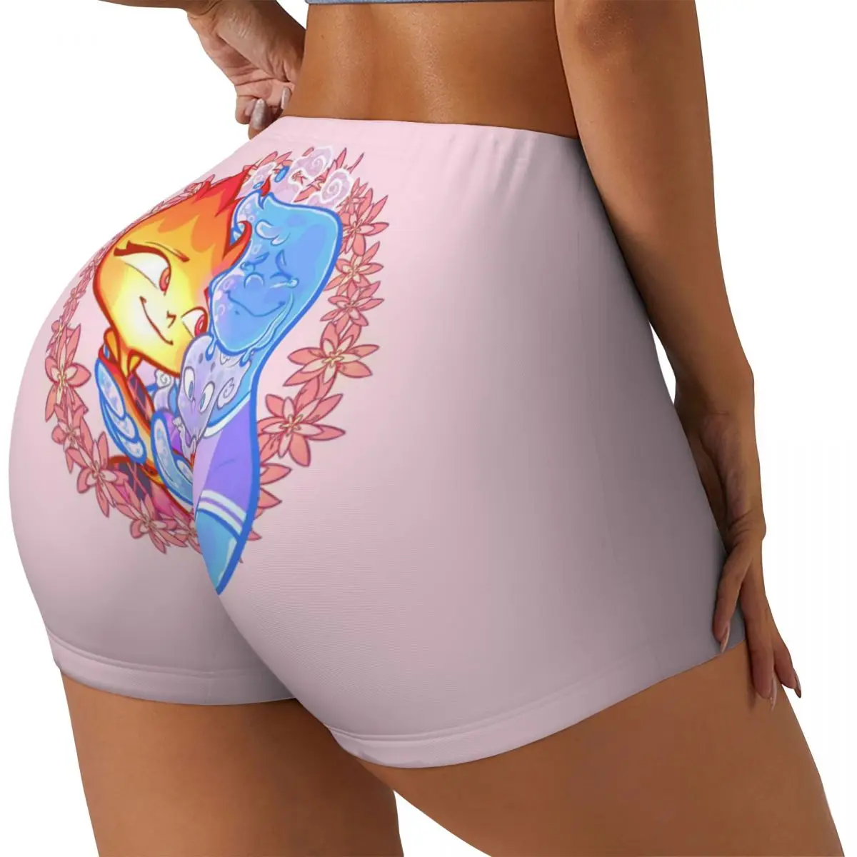 Custom Elemental Cartoon Workout Biker Running Shorts for Women Gym Yoga Shorts