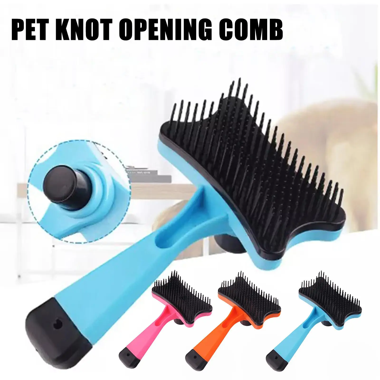 Pet Hair Removal Comb, escova auto-limpante, acessórios para raspadores, ferramentas para cachorro e cachorro, C X0H6