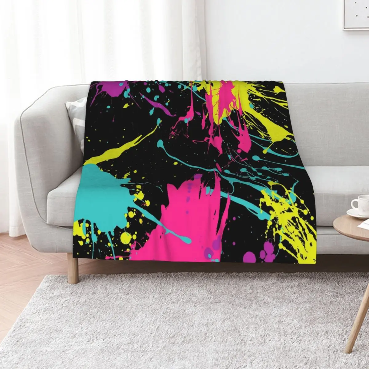 Splatter Paint Black Throw Blanket Plush Thins christmas decoration valentine gift ideas Polar Blankets