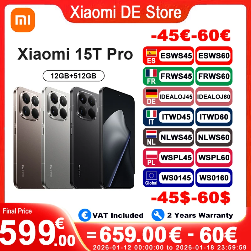 Versione globale Xiaomi 15T Pro Smartphone 12GB 512GB Leica 5X Pro Teleobiettivo Tripla fotocamera Immersive Display da 6,83