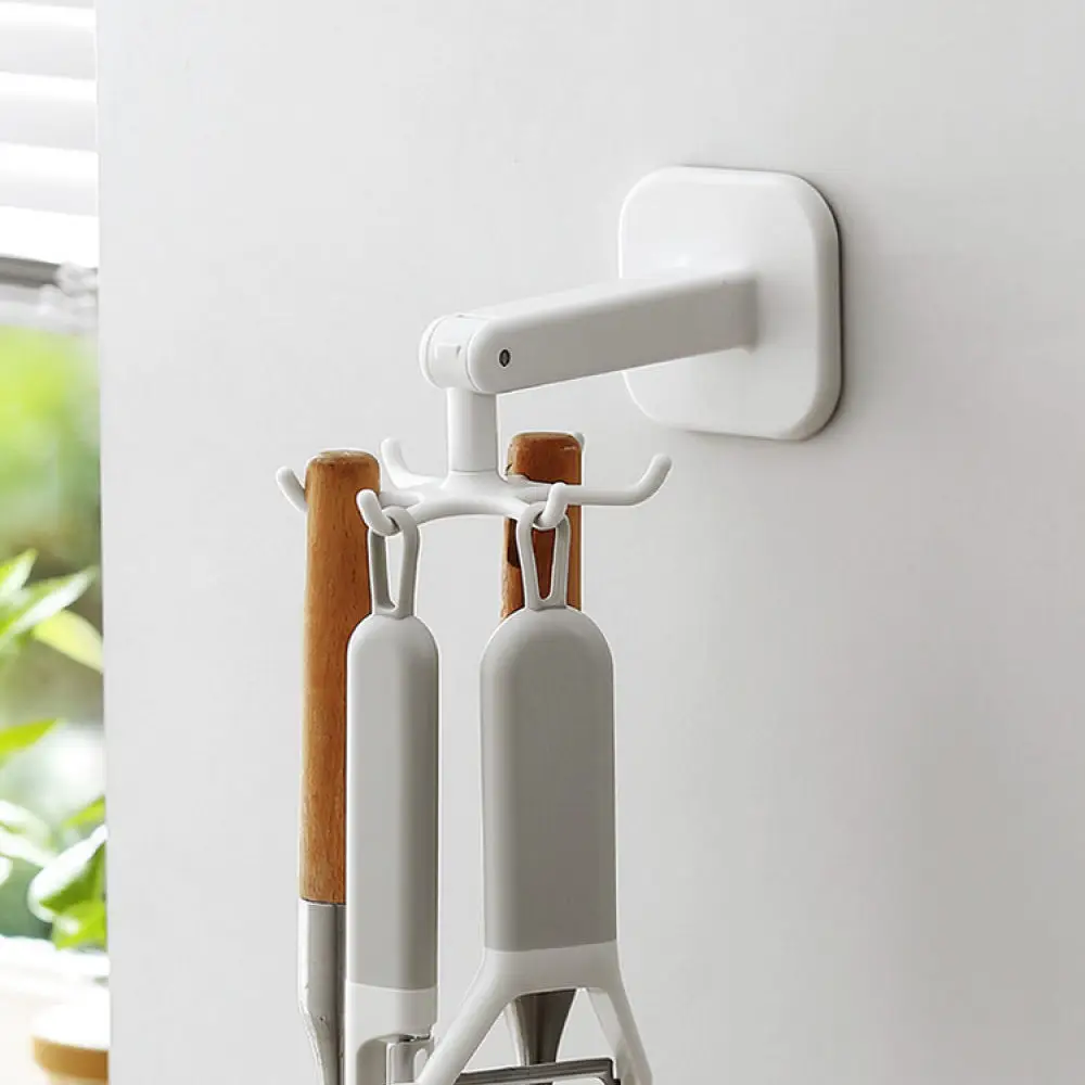 Rotating Six Claw Hook Wall Hanger For LEYIX Bathroom Kitchen Organizer Adhesive Rack Heavy Duty Space Saving Storage Tool
