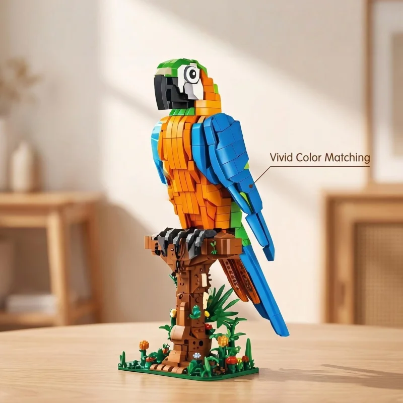 

Macaw Building Blocks Set, Realistic Bird Model Kit, Adult Creative Construction Toy