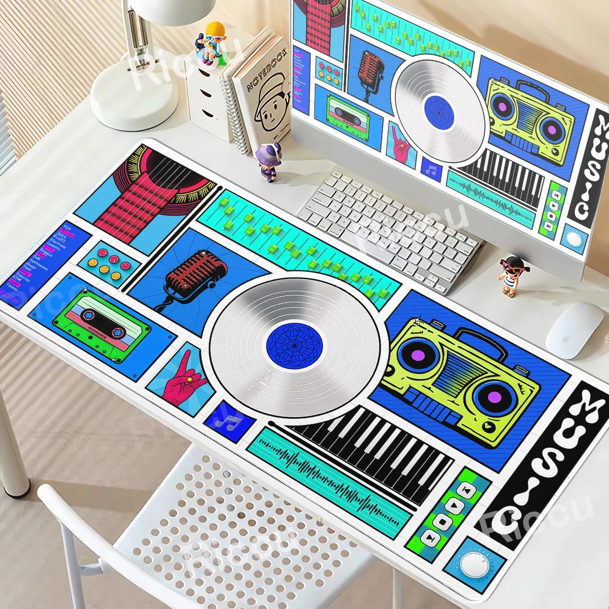 ヴィンテージカセットテープマウスパッド XXL 滑り止めゴム製マウスパッド音楽プレーヤーコンピュータ拡張マットラップトップアクセサリーデスクインテリア