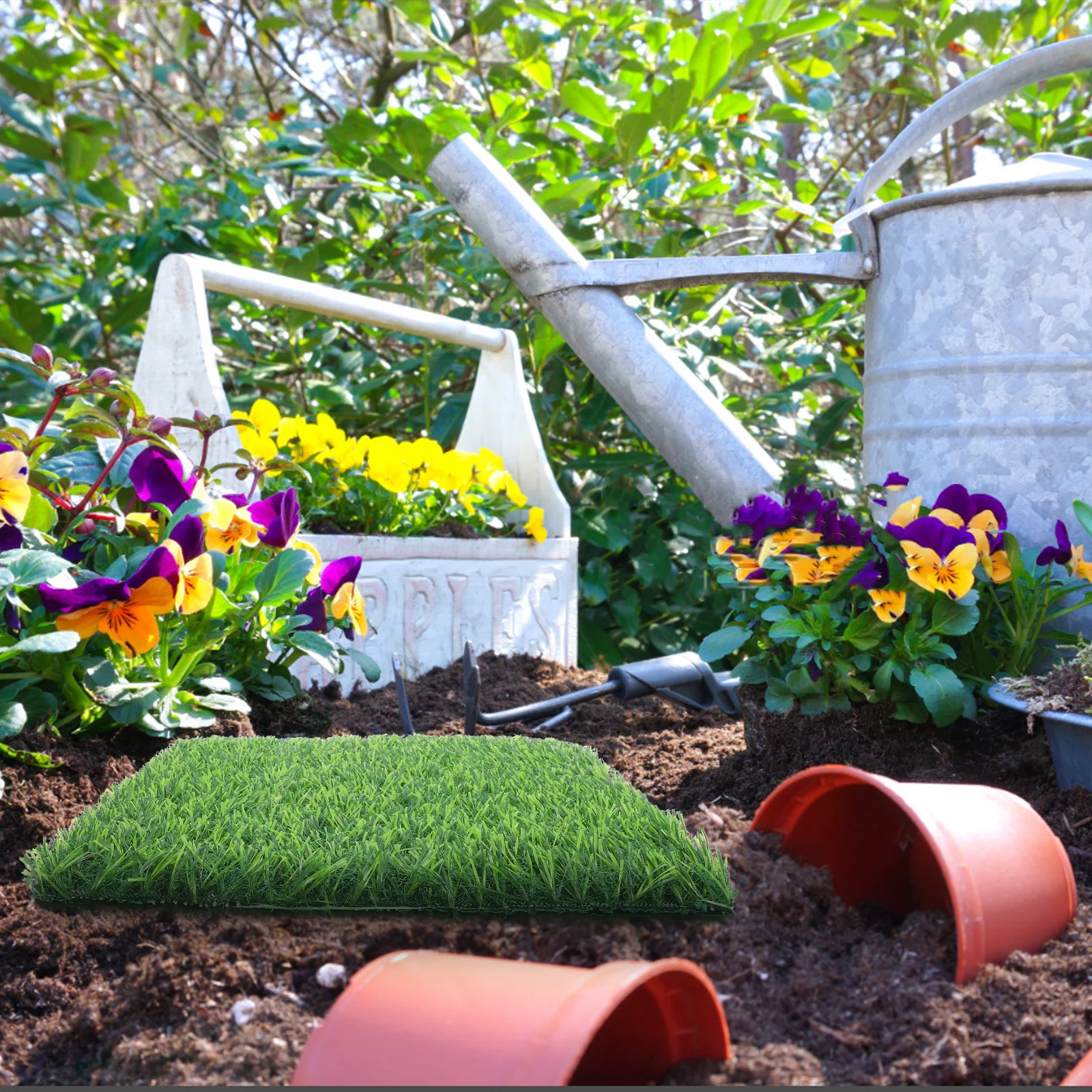 

Artificial Lawn Grass Square Mat Balcony Decor Outdoor Rug Patio Turf Area Rugs Durable Plastic Simulated Turf Garden Landscape
