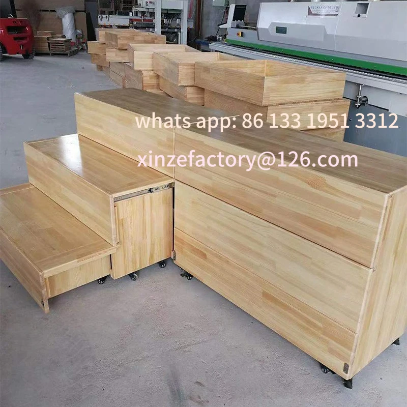 Customizable mobile folding push-pull telescopic solid wood music chorus conductor step three layers
