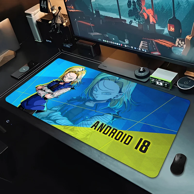 DBZ Extended Mouse Pad eSports Gamer Players Speed Rubber Anime Desk Mat Dragon Ball Android 18 Mousepad Non-slip Keyboard Mat view 3