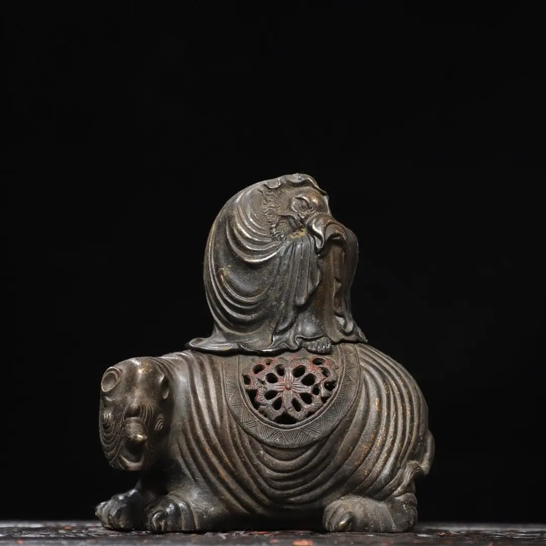 Pure Brass Gold Plated Bodhidharma Incense Burner Enlightenment Home Temple Desk Vintage Decor