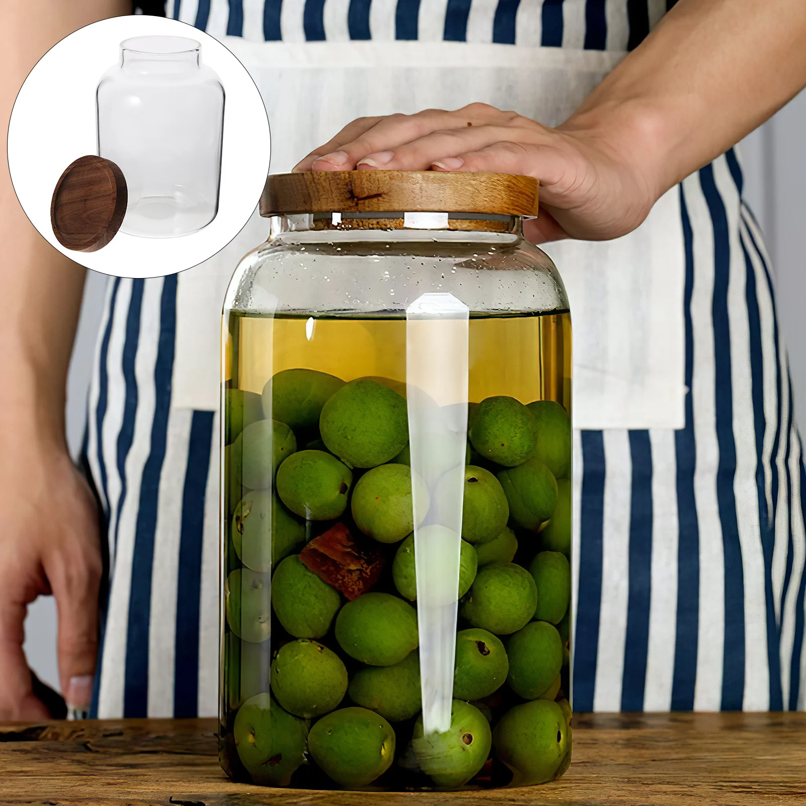 

Glass Sealed Storage Jar with Wood Lid Airtight Canister for Tea Coffee Sugar Food Storage Glass Containers Sugar Container