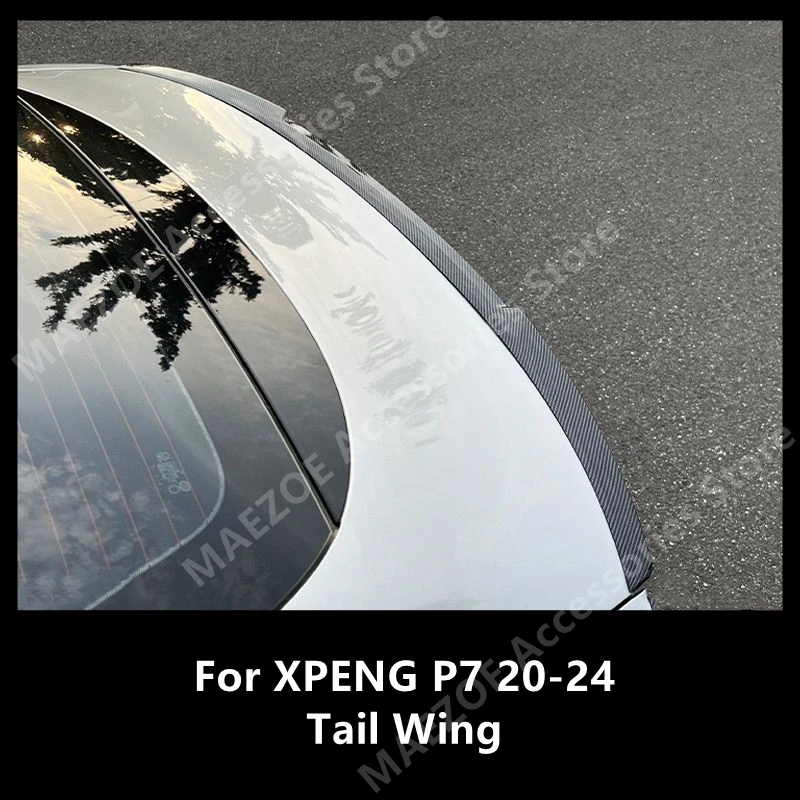 For XPENG P7 20-24 ABS Carbon Fiber Pattern Tail Wing,Car Exterior Modification Protection Accessories Refit