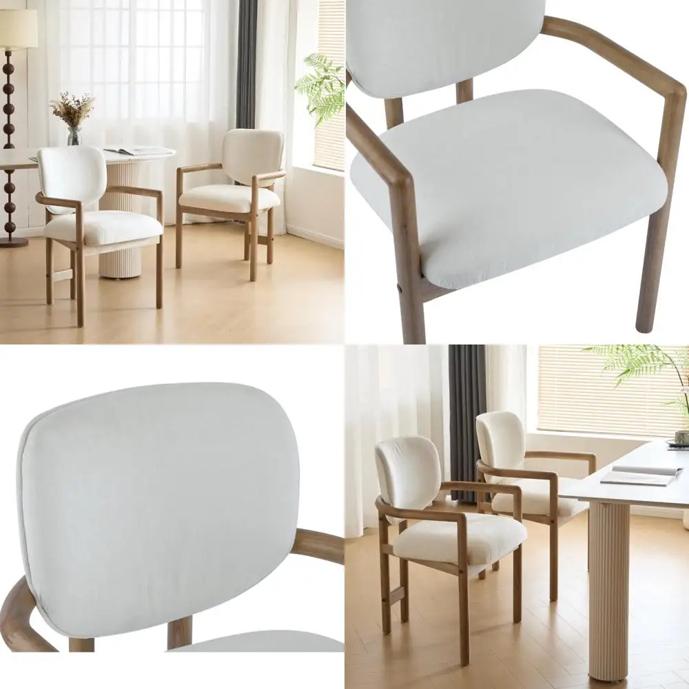 Upholstered Dining Chairs Set of 2 Modern Armchair Side Chairs Wood Frame Kitchen Dining Room Home Living Room Furniture