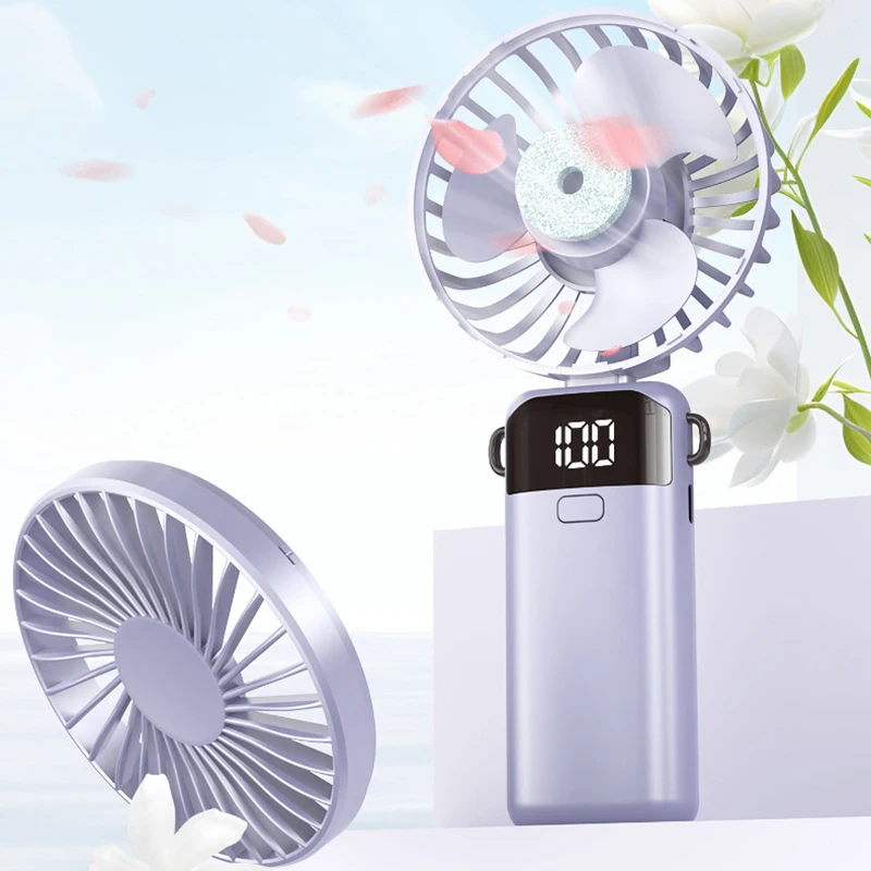 Xiaomi Handheld Fan LED Digital Display Portable Student Small Fan Gift 5-Speed Folding 90° Neck Base USB Small Electric Fan