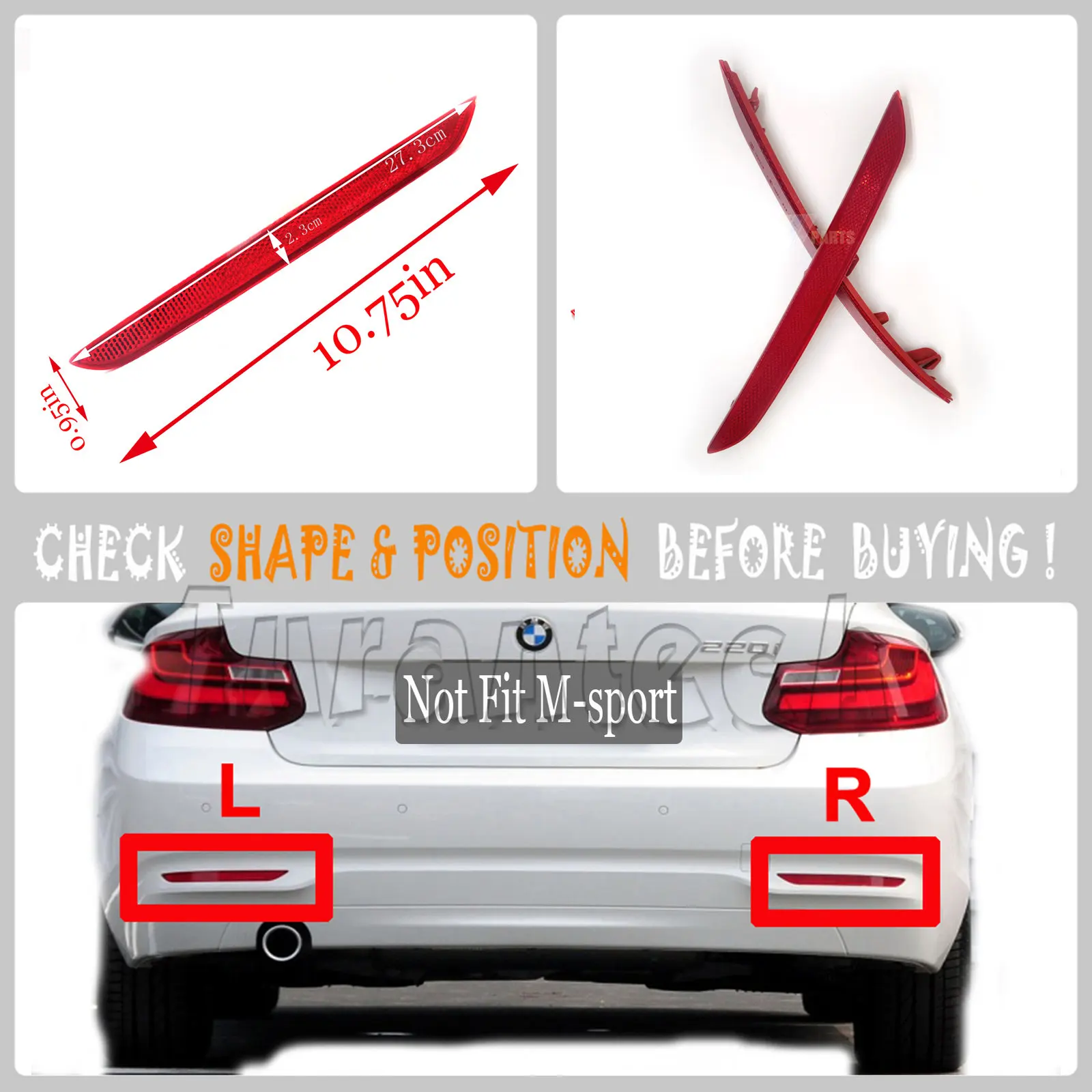 14-21 BMW 2 serisi F22 için arka reflektör F23 220220d 225225d 228i 230i Coupe 63147295421 63147295422 sol sağ yan