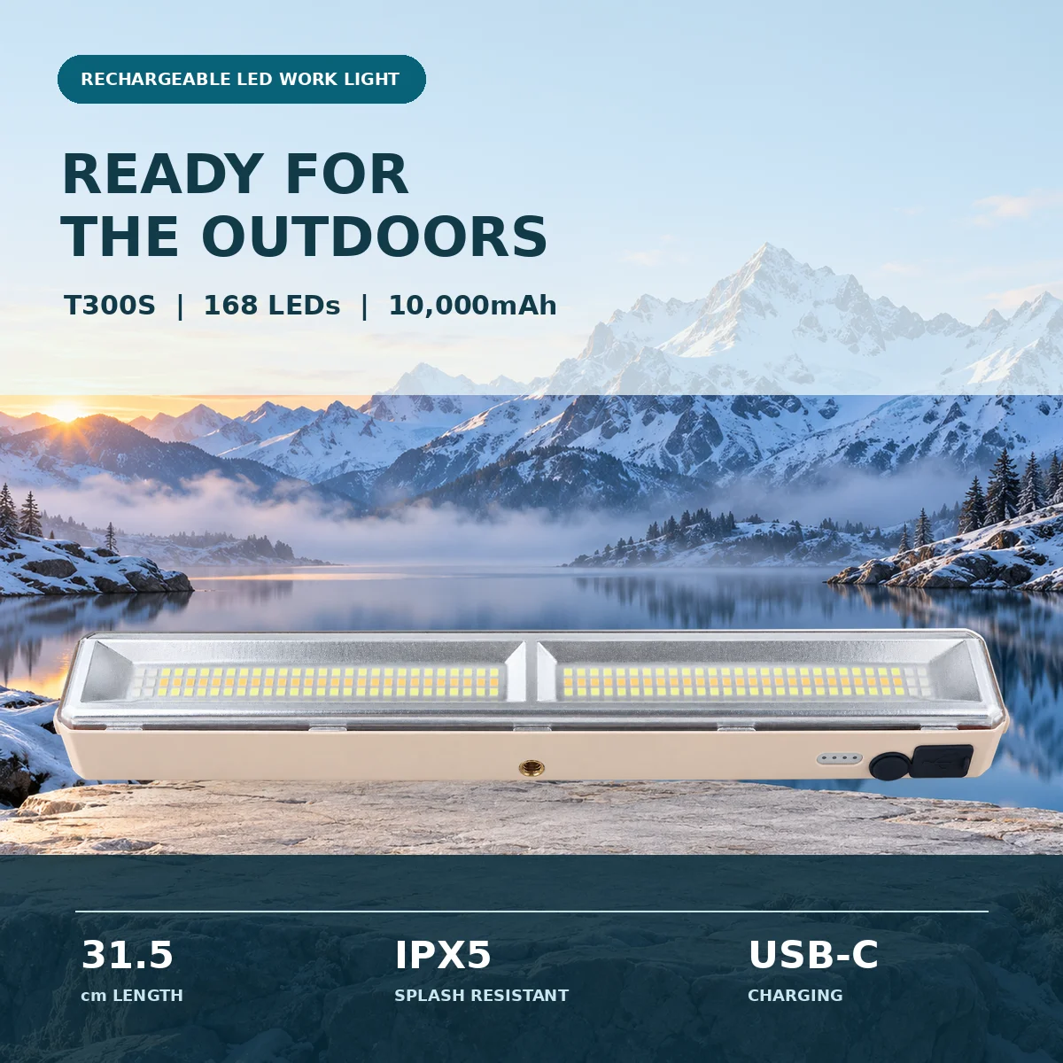 Solar Assisted Rechargeable LED Work Light Magnetic Camping Lantern with 3 Color Temperatures USB C and Red Blue Warning Flash