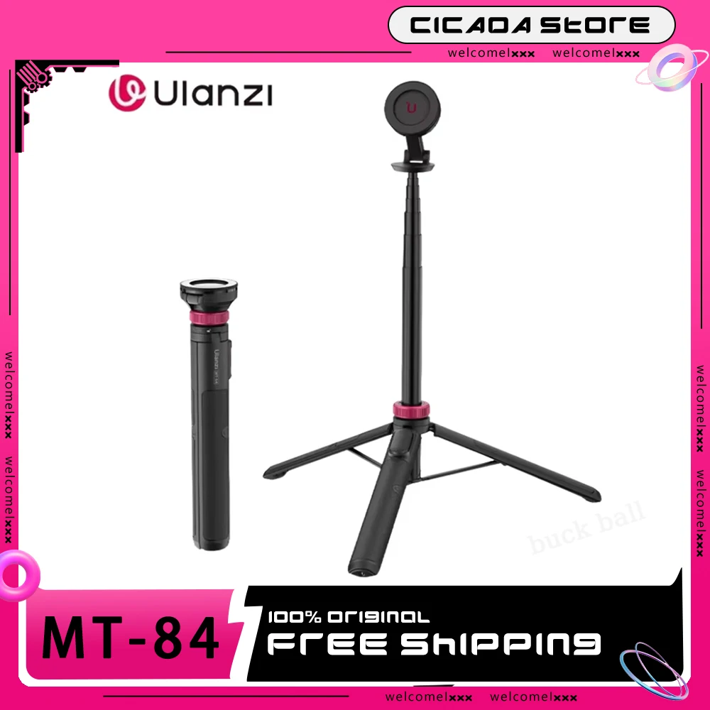 Ulanzi MT-84 Selfie Stick 1.53M Wireless Bluetooth Remote Phone Magnetic Tripod Extension Phone Live Streaming Vlog Custom Gift