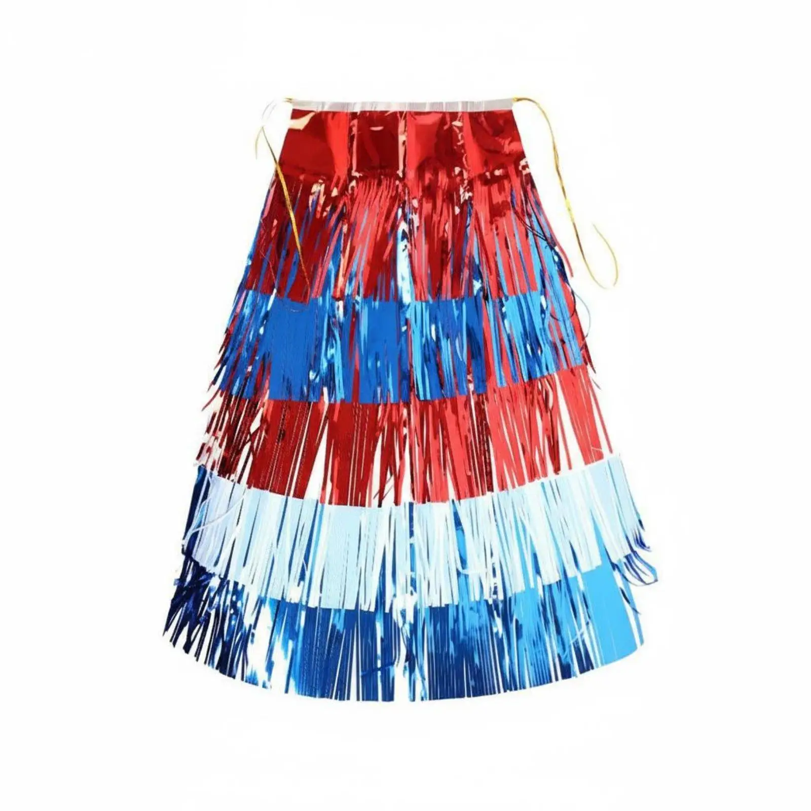 Independence Day Tassel Cape Shiny Shiny Finish the Nation Patriotic Party Outfit Easy to Wear American Flag Tinsel Cape for