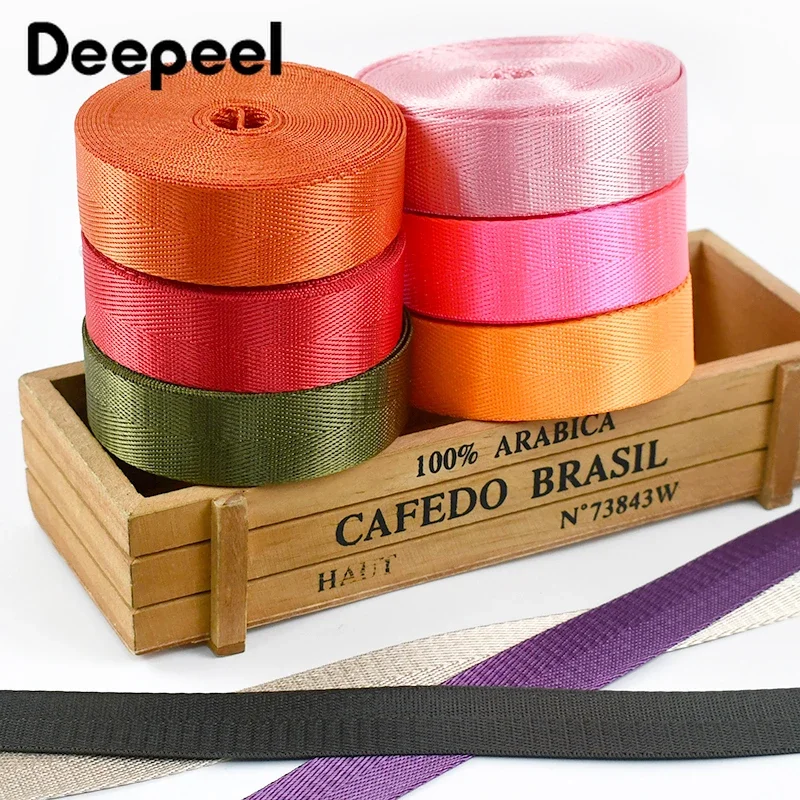 5Meters Deepeel 25mm Colorful Nylon Webbing 1mm Thick Herringbone Pattern Ribbon Band Bag Strap Clothing DIY Sewing Accessories