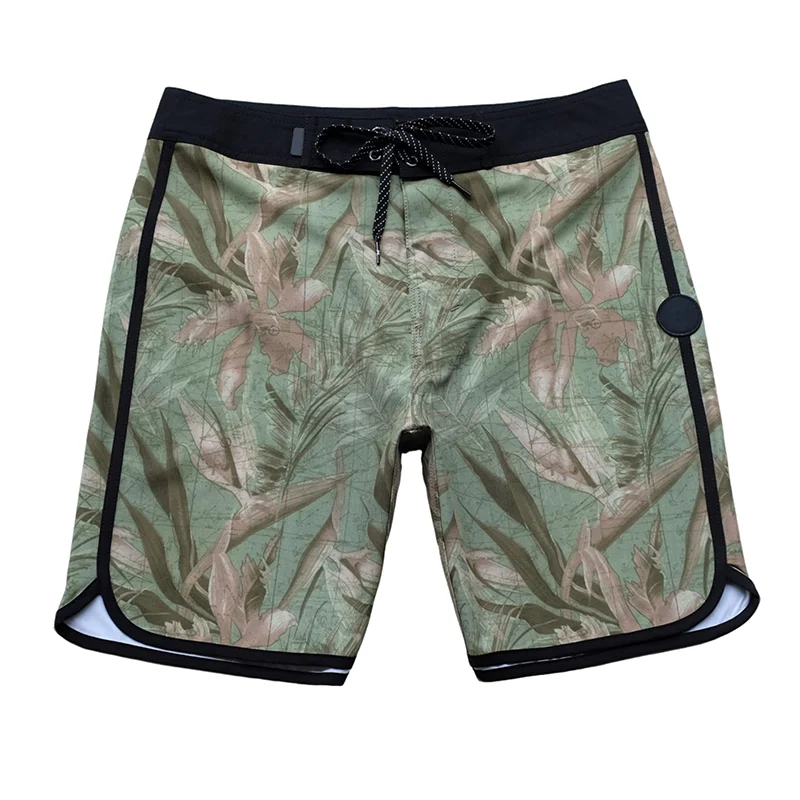 Men's Phantom Fitness Shorts Summer Surfing Board Shorts Waterproof Quick Drying Loose Board Shorts Plant Printed High Quality