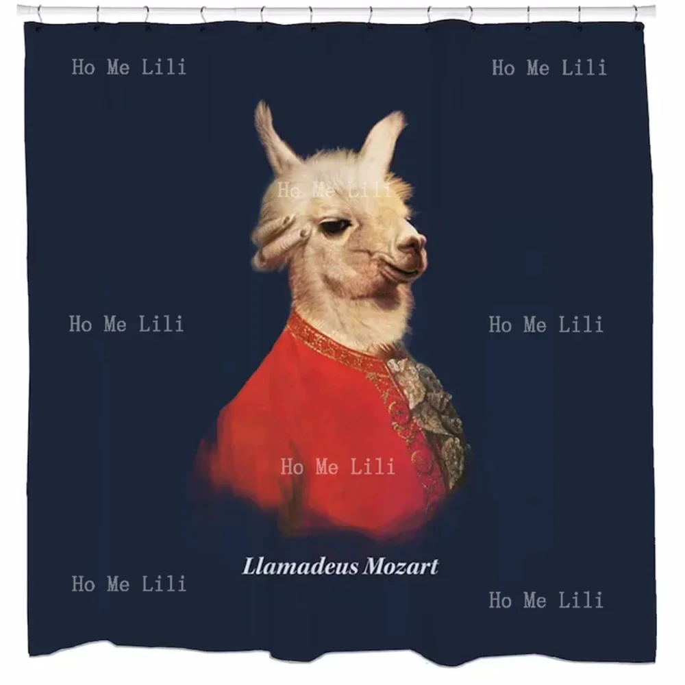 Fun Unique Llamas Shower Curtain Mozart Animal Bathroom Decor