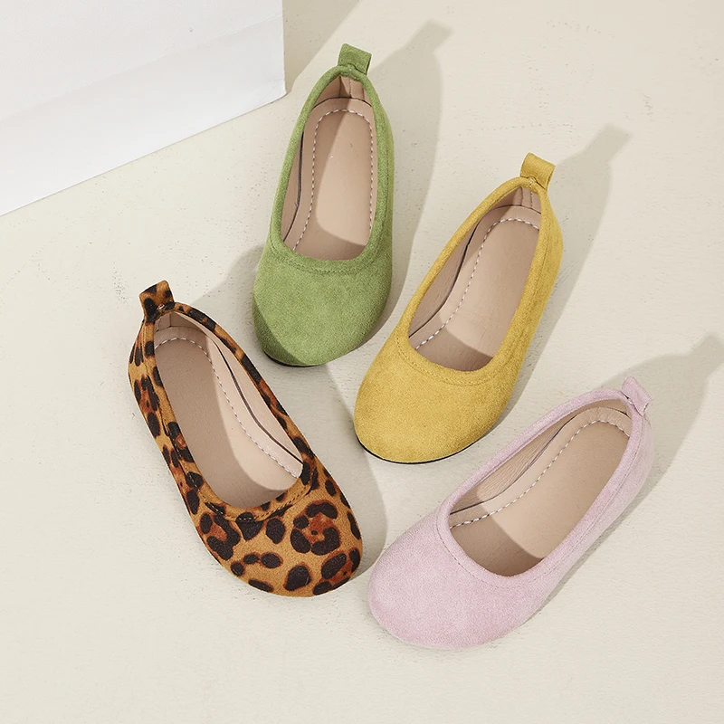 

Girls Simple Moccasins Fashion Leopard Printed Kids Causal Flat Loafers Classic Trend Versatile Children's Leather Shoes Shallow
