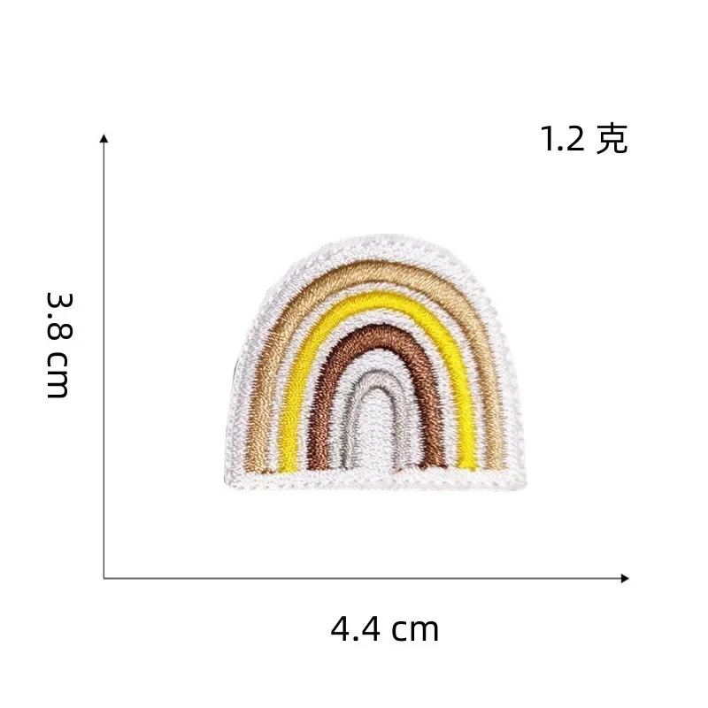 Cartoon Rainbow Embroidery Iron on Patch Sunrise Badge Colored Sun Round Logo Thermo Adhesive Cloth Appliques for T-shirts DIY