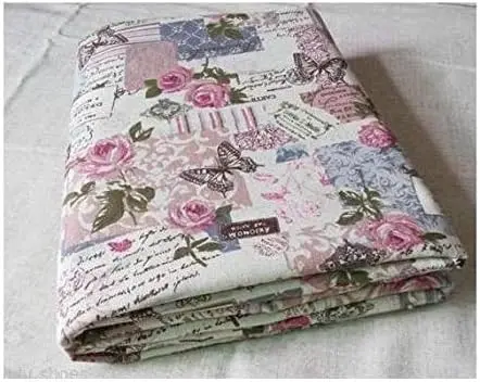 

Vintage Chic French Rose Butterfly Cotton Linen Fabric - 150Cm Wide