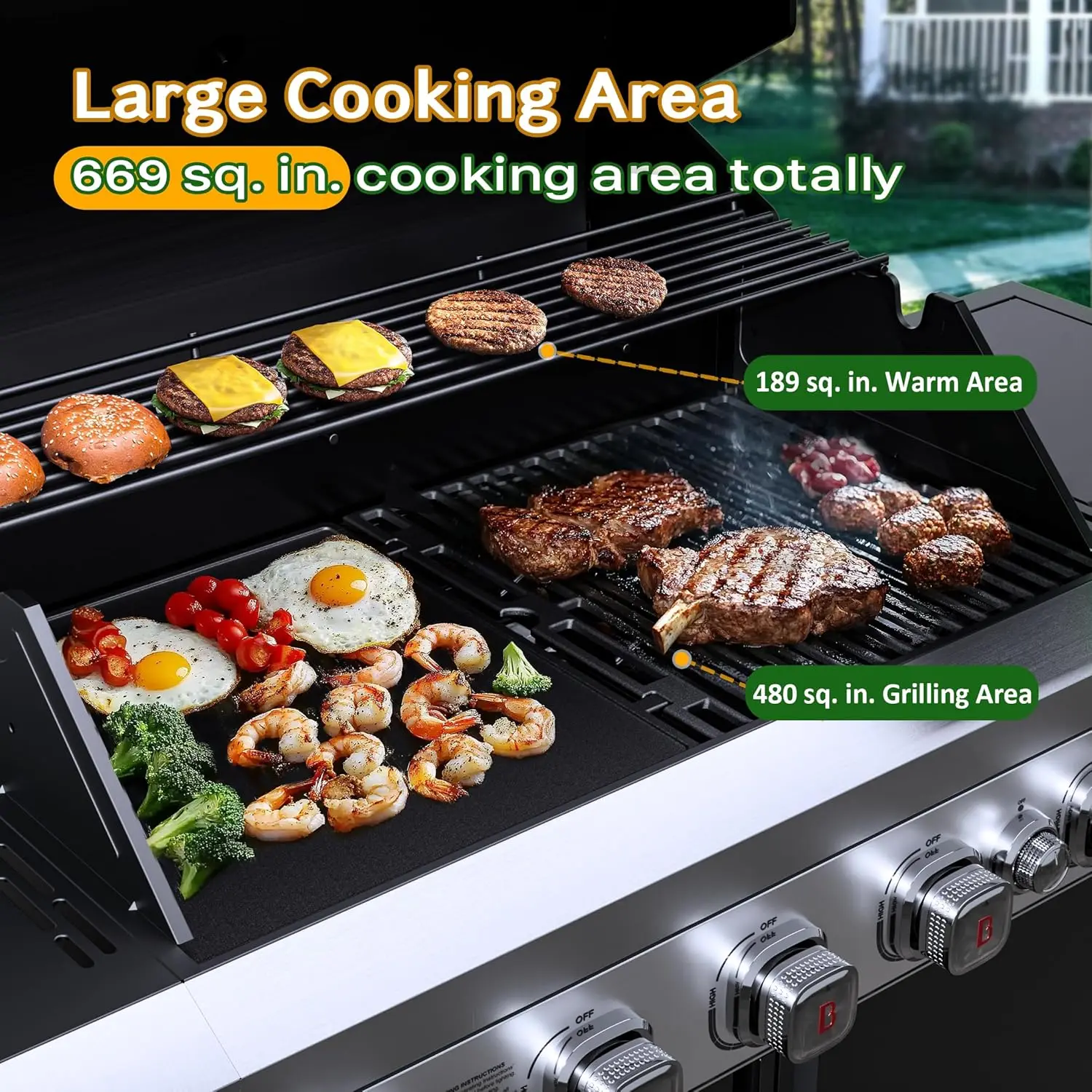 52000BTU 5 Burner Stainless Steel Outdoor Kitchen Propane Grill Island with Side Burner NG Convertible for Patio