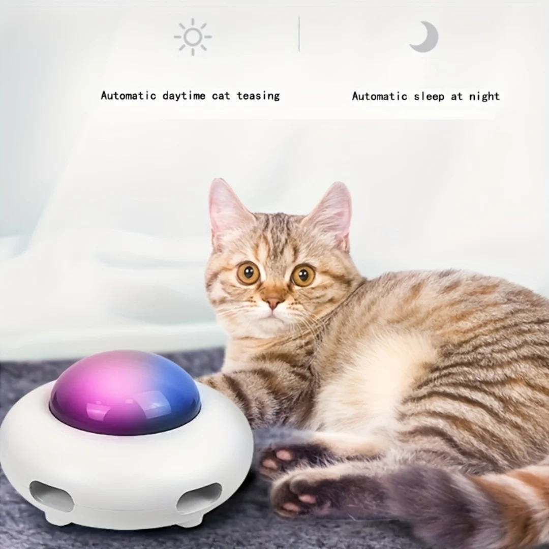 UFO Electric Upgraded Toy Cat Teaser Stick Electric Catching Training toys USB Charging Cat Teaser Replaceable Feather