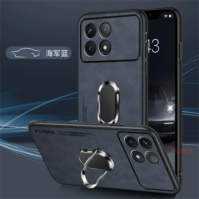 

Case For Poco F6 Pro Case Magnetic Ring Back Cover For Xiaomi POCO F6Pro 5G Redmi K70 Luxury Leather Silicone Shockproof Bumper