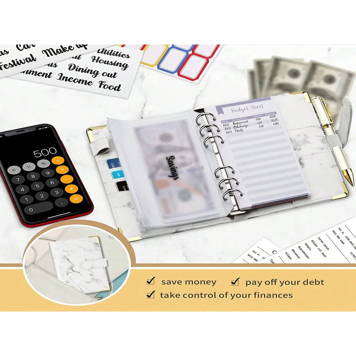 1set A6 Budget Binder With 12 Zipper Envelopes, Money Saving Binder, Money Organizer, Saving Challenge Book With Envelopes, Budg